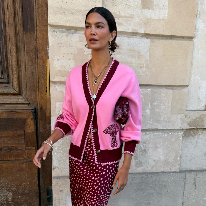 Pink Mushroom Cardigan