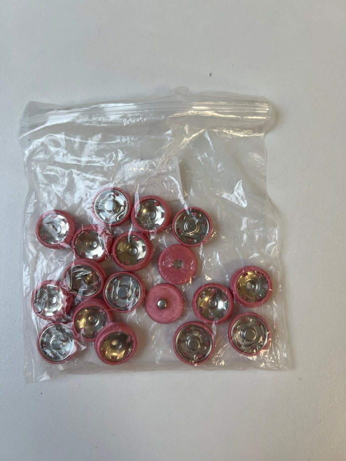 Pink Satin Fabric Covered Press Studs 22mm x17