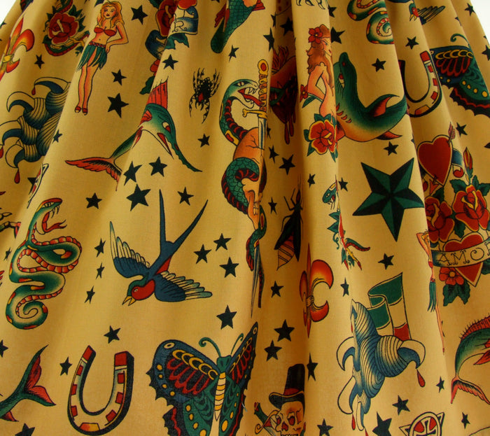 Pleated Tattoo Skirt #S-AP732