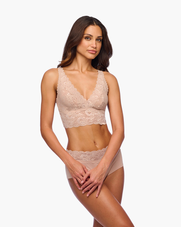 Beige Bralette - Never Say Never Plungie Longline Bralette