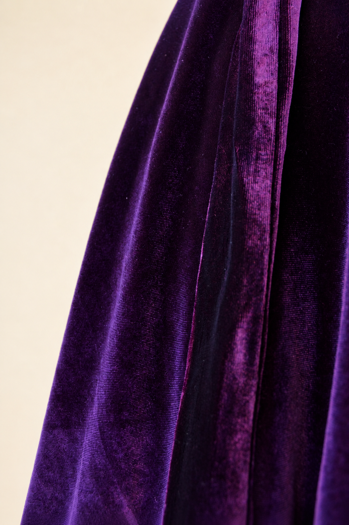 Purple Velvet Vintage Inspired 1950s Strap Swing Dress