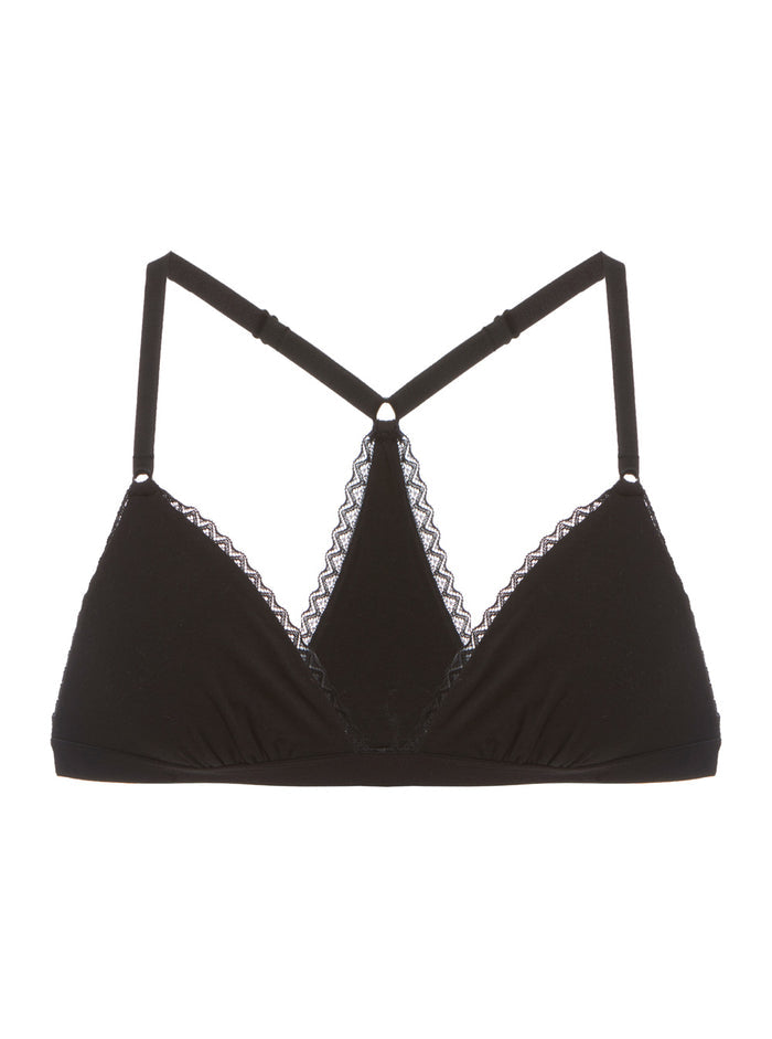 Black Bralette, Soft Cotton Racerback Bralette