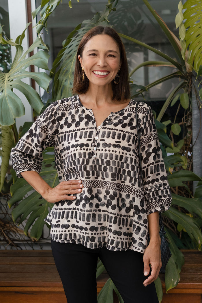 Ramirez Black Spot Button Top,Lifestyle