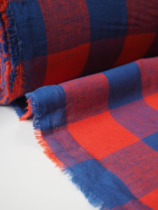Red + Blue Gingham Cotton/Linen