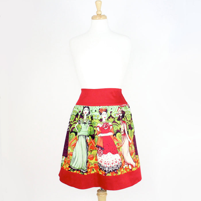 Red Frida Mexican Vintage Inspired Retro Skirt #S-RS236