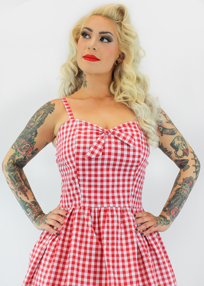 Red Gingham Dress With Adjustable Straps XS-3XL