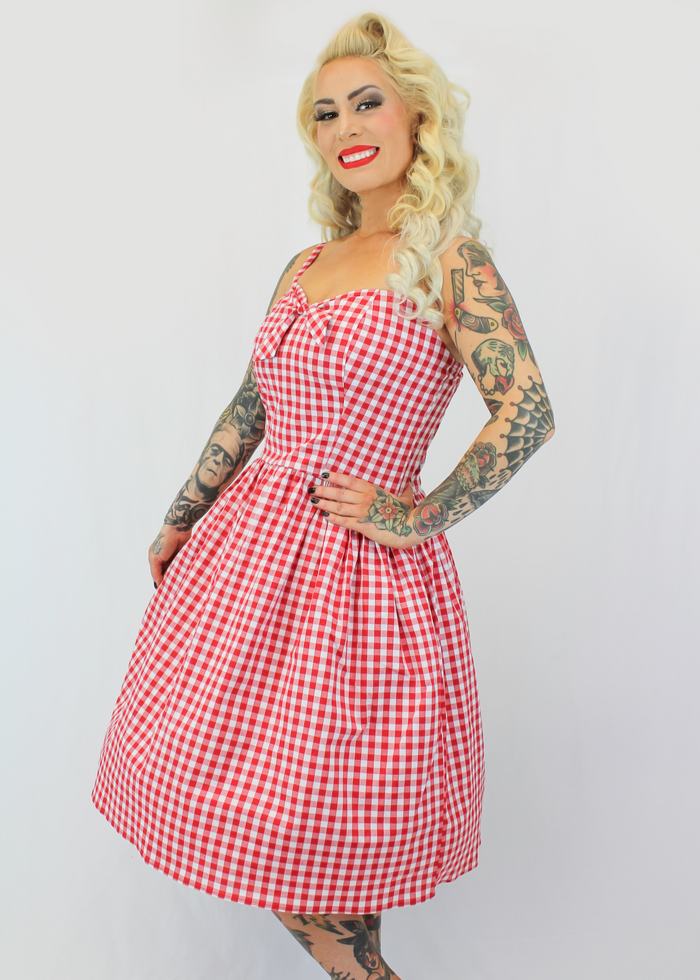 Red Gingham Dress With Adjustable Straps XS-3XL