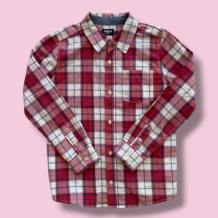red Tommy Hilfiger long sleeve button, 8-10y
