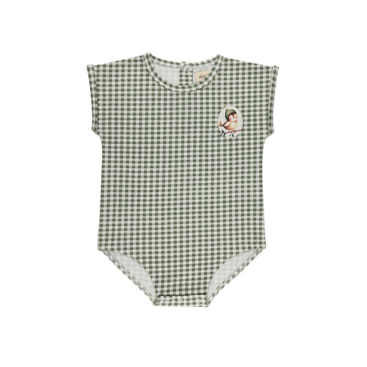 Romper - Sage - Gingham Owl