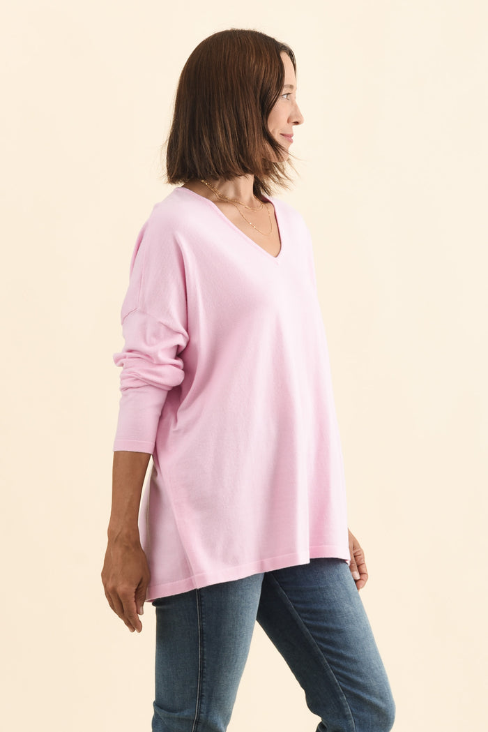 Ronnie Light Pink Knit Jumper,Brunette model,alt text|model:Cara