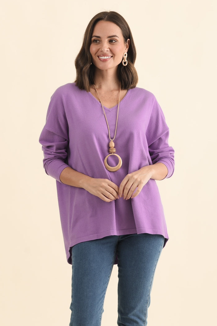 Ronnie Lilac Knit Jumper,Brunette model,alt text|model:MJ