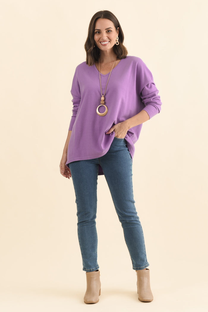 Ronnie Lilac Knit Jumper,Brunette model,alt text|model:MJ