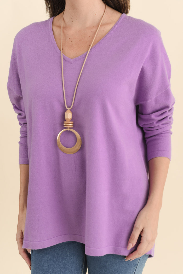 Ronnie Lilac Knit Jumper,Brunette model,alt text|model:MJ