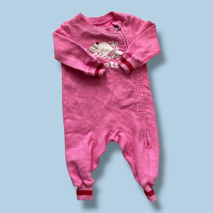 roots pink romper 3-6m