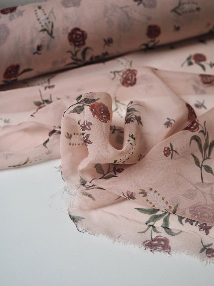 Rose Print Silk Chiffon