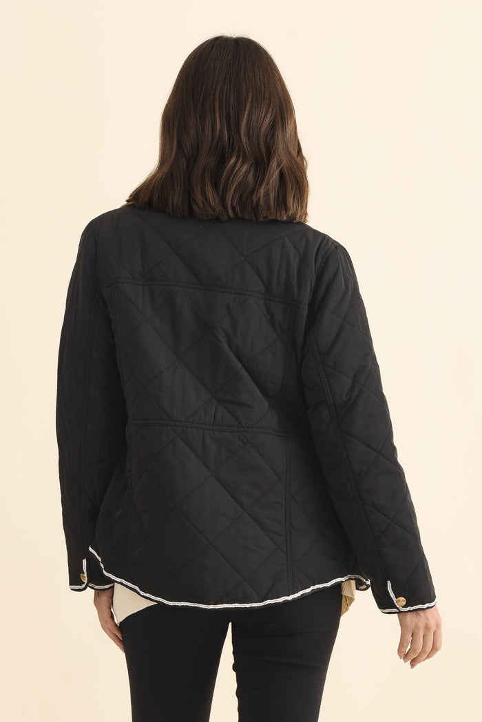 Ryan Black Quilted Jacket,Brunette model,alt text|model:MJ