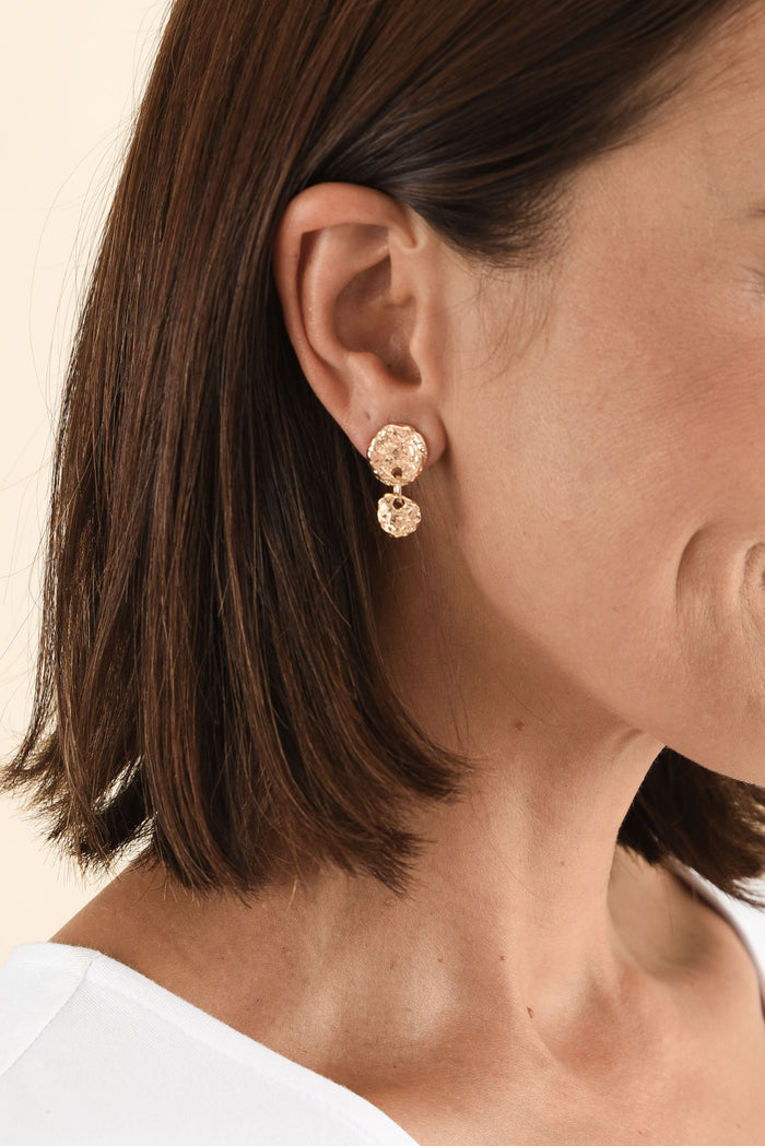 Rydell Gold Beaten Circle Earrings