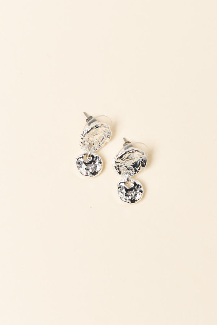 Rydell Silver Beaten Circle Earrings
