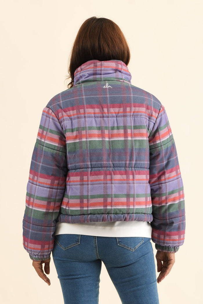 Samwise Blue Check Corduroy Jacket,Back,Brunette model,alt text|model:Cara