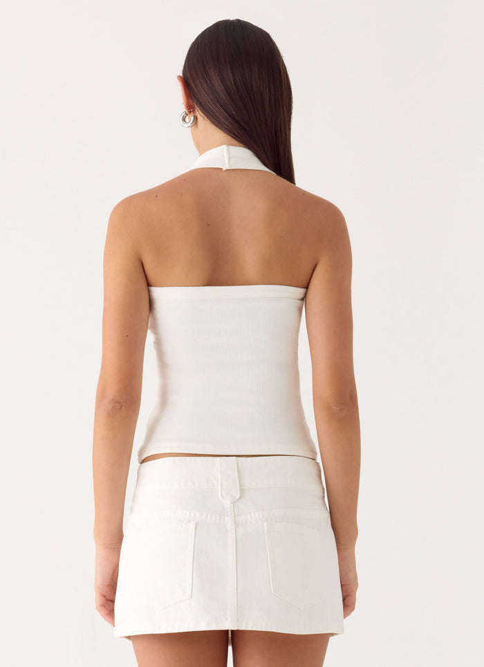 Sean Low Rise Denim Mini Skirt White