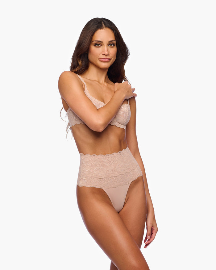 Beige Thong - Never Say Never Sexy High Waisted Thong Shapewear