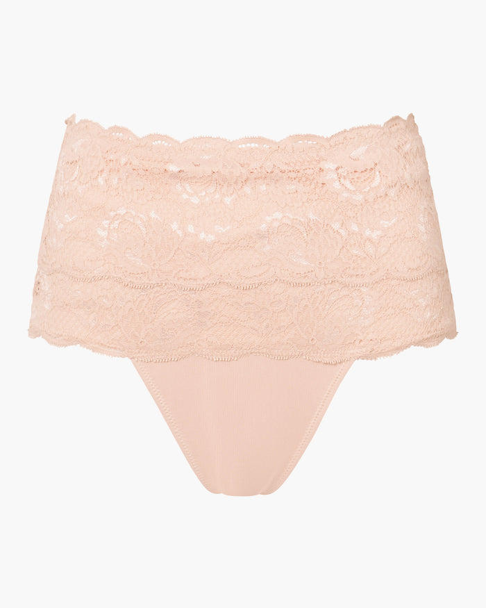 Beige Thong - Never Say Never Sexy High Waisted Thong Shapewear