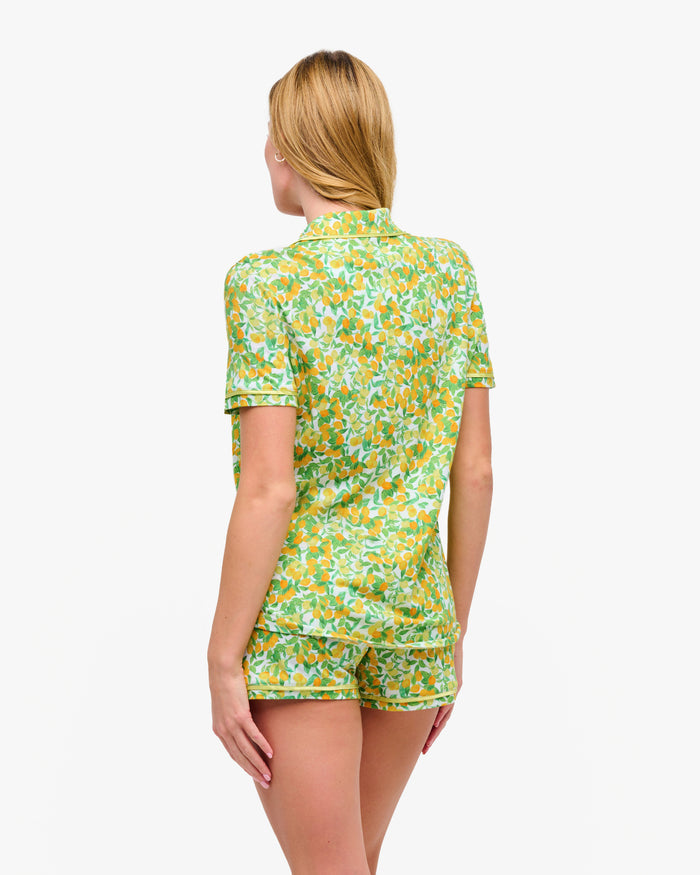 Print Set - Bella Printed Short Sleeve Top & Boxer Pajama Set