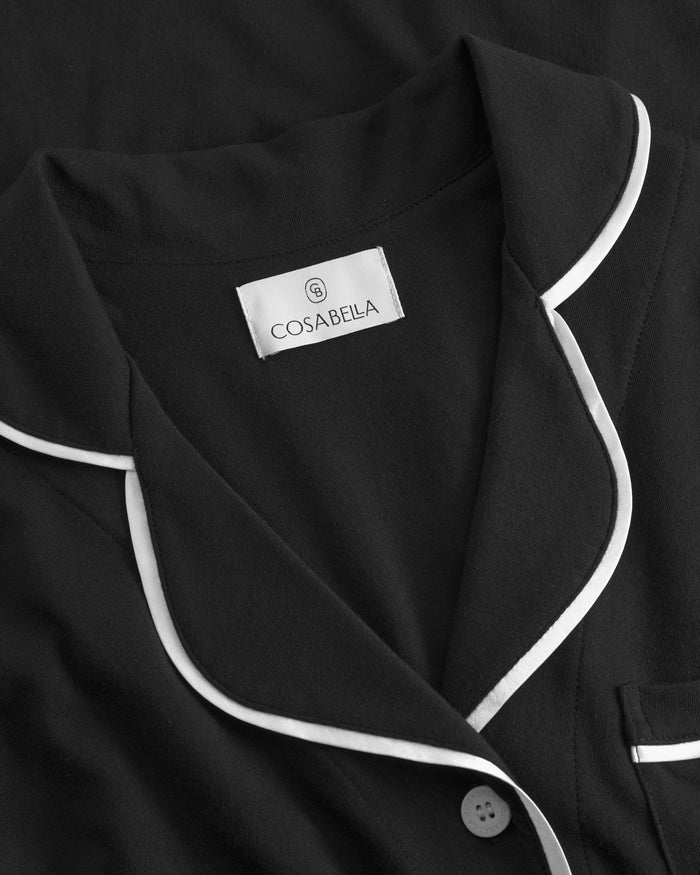 Black Set - Bella Short Sleeve Top & Boxer Pajama Set