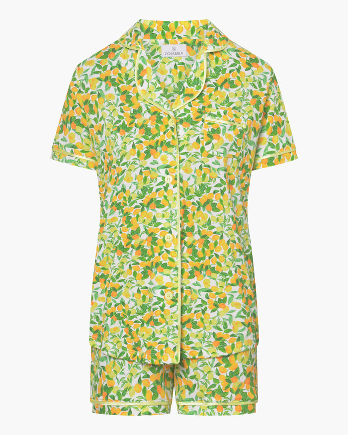 Print Set - Bella Printed Short Sleeve Top & Boxer Pajama Set