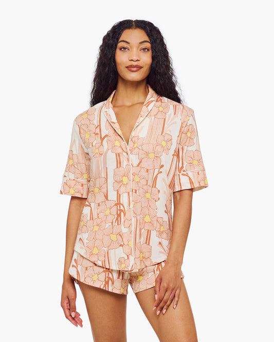 Print Set - Pima Lusso Printed Short Sleeve Top & Boxer Set