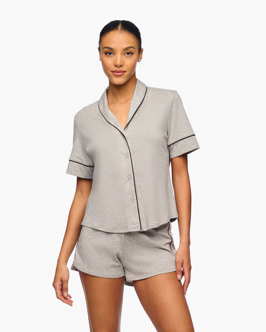 Gray Set - Pima Lusso Short Sleeve Top & Boxer Set