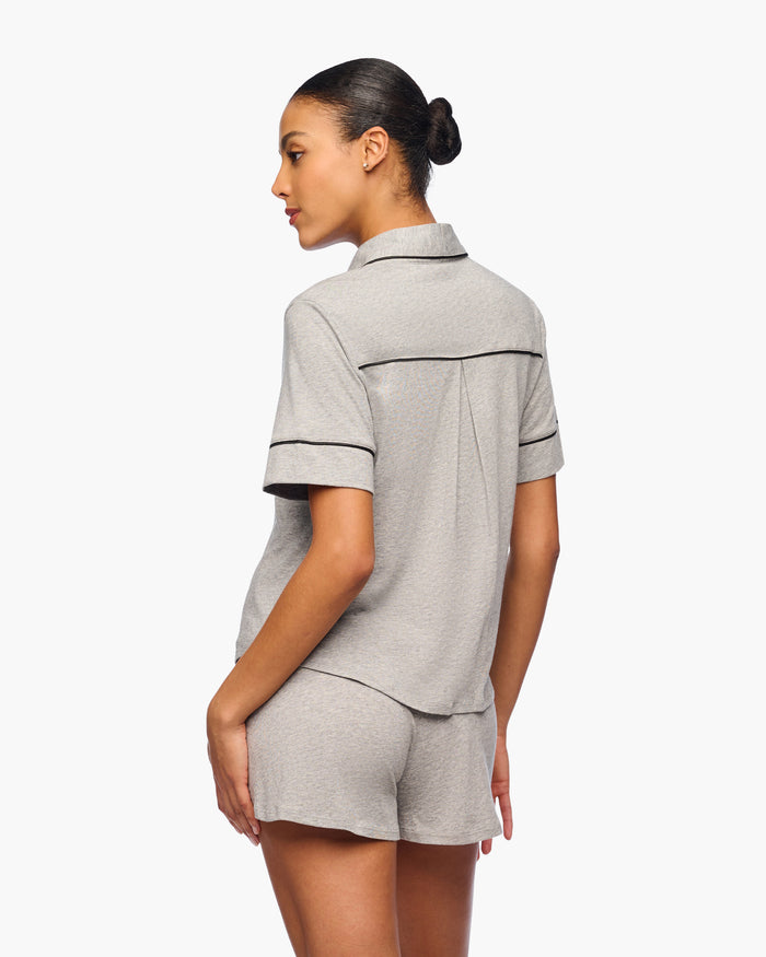 Gray Set - Pima Lusso Short Sleeve Top & Boxer Set
