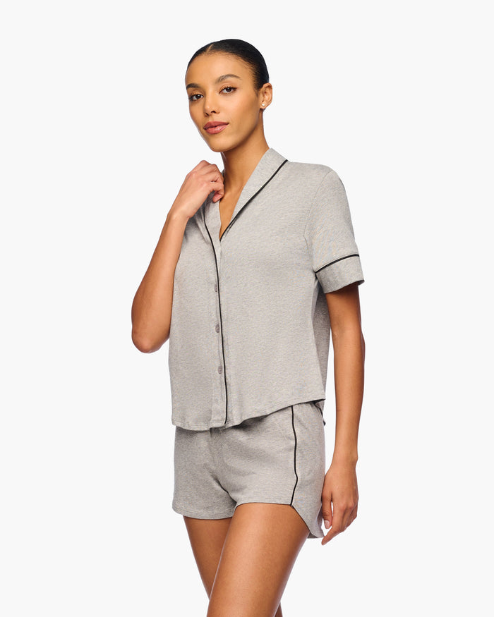 Gray Set - Pima Lusso Short Sleeve Top & Boxer Set