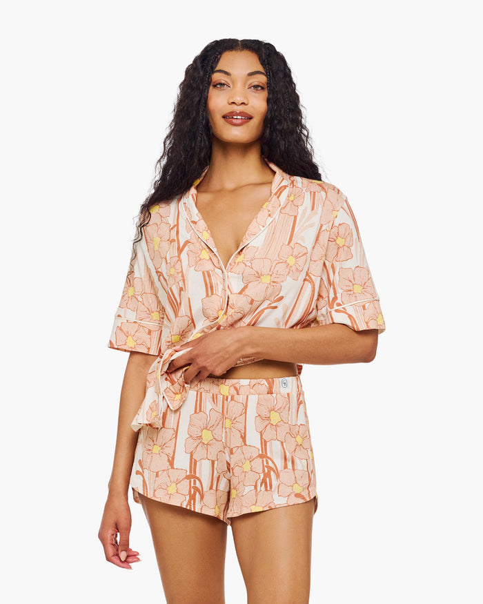 Print Set - Pima Lusso Printed Short Sleeve Top & Boxer Set