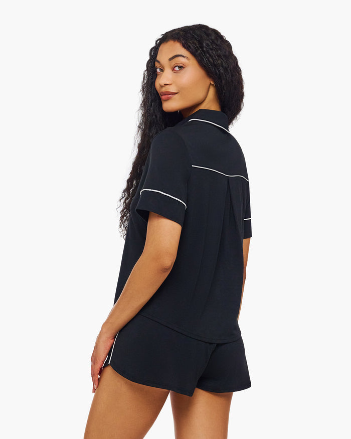 Black Set - Pima Lusso Short Sleeve Top & Boxer Set