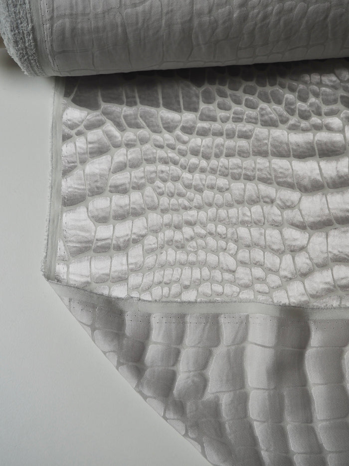 Silver Croc Silk/Viscose Burnout Chiffon