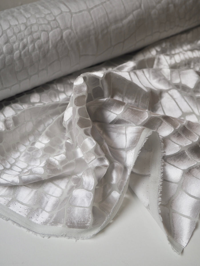 Silver Croc Silk/Viscose Burnout Chiffon