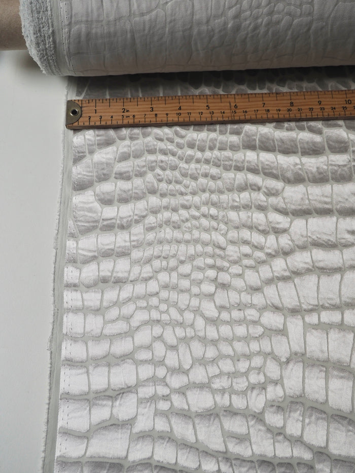Silver Croc Silk/Viscose Burnout Chiffon