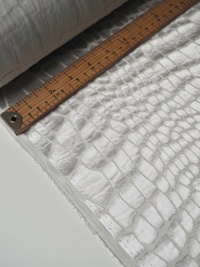 Silver Croc Silk/Viscose Burnout Chiffon