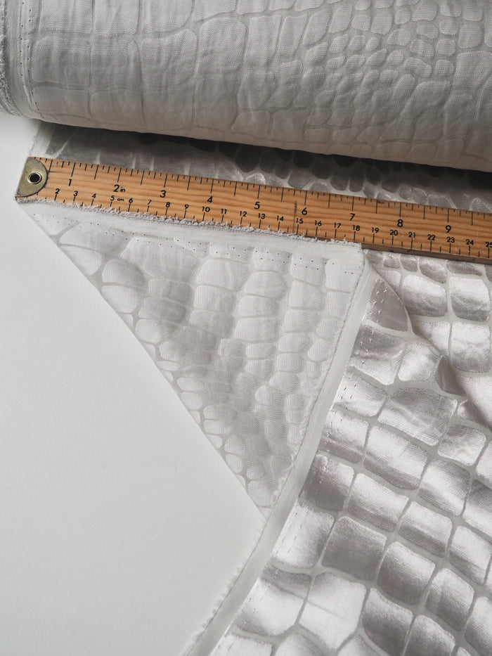 Silver Croc Silk/Viscose Burnout Chiffon