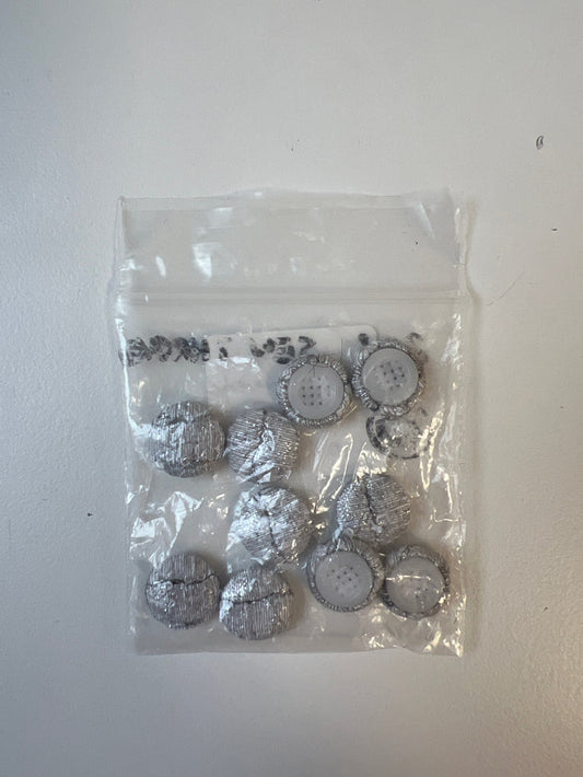 Silver Jacquard Fabric Covered Buttons 12mm x10