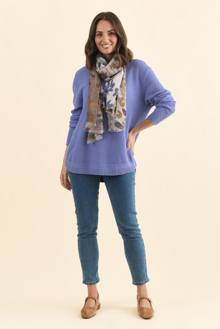 Skylar Lilac Cotton Blend Knit Jumper,Brunette model,alt text|model:MJ