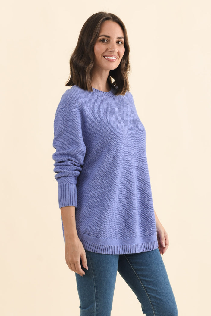 Skylar Lilac Cotton Blend Knit Jumper,Brunette model,alt text|model:MJ