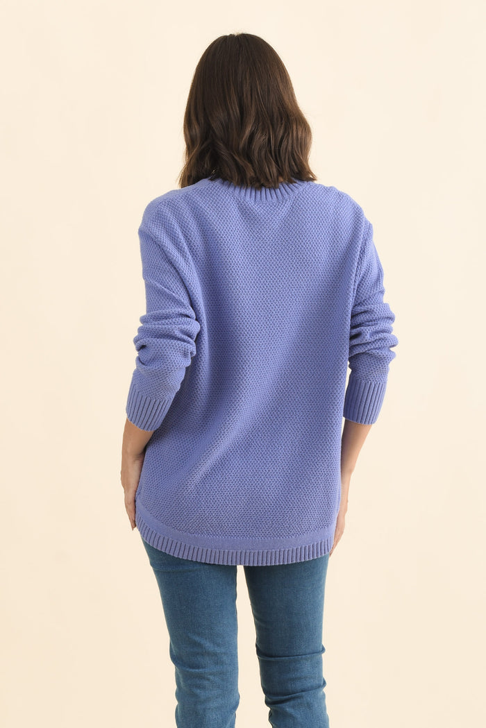 Skylar Lilac Cotton Blend Knit Jumper,Brunette model,alt text|model:MJ