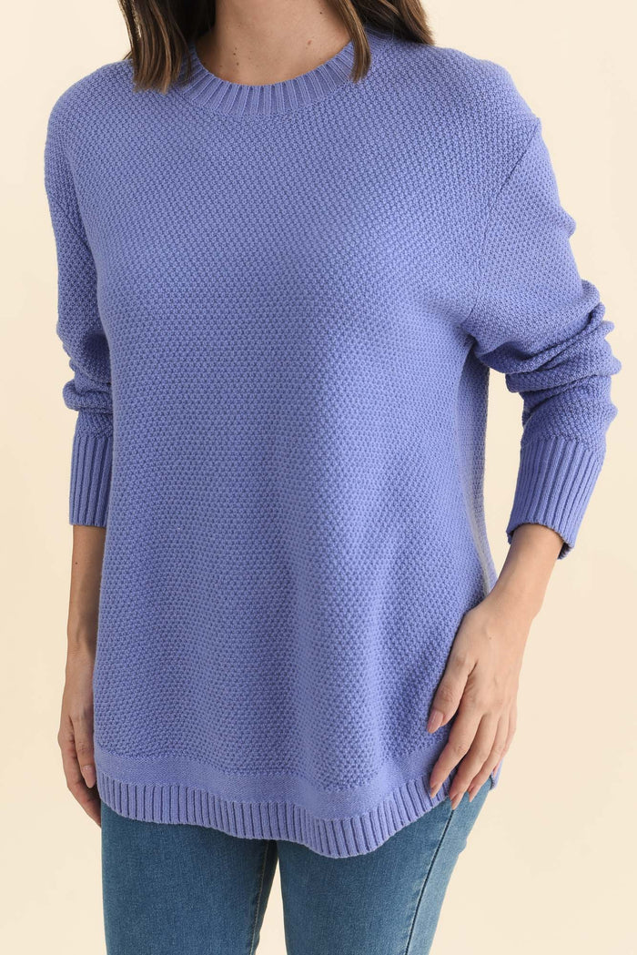 Skylar Lilac Cotton Blend Knit Jumper,Brunette model,alt text|model:MJ