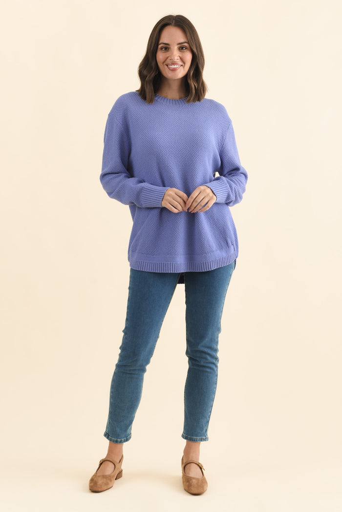 Skylar Lilac Cotton Blend Knit Jumper,Brunette model,alt text|model:MJ