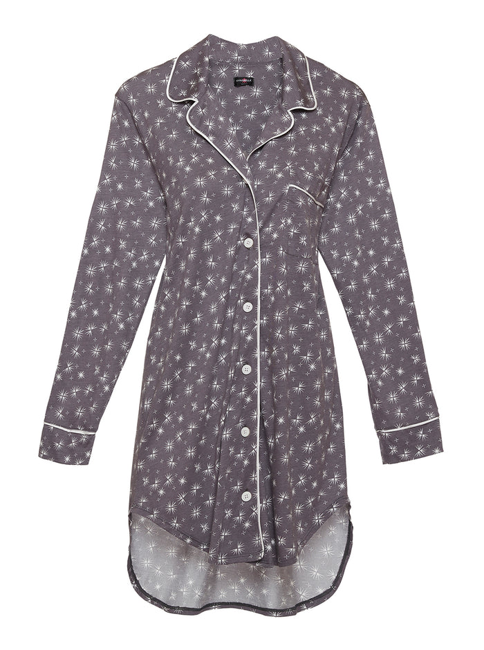 Gray Top, Bella Printed Sleep Shirt