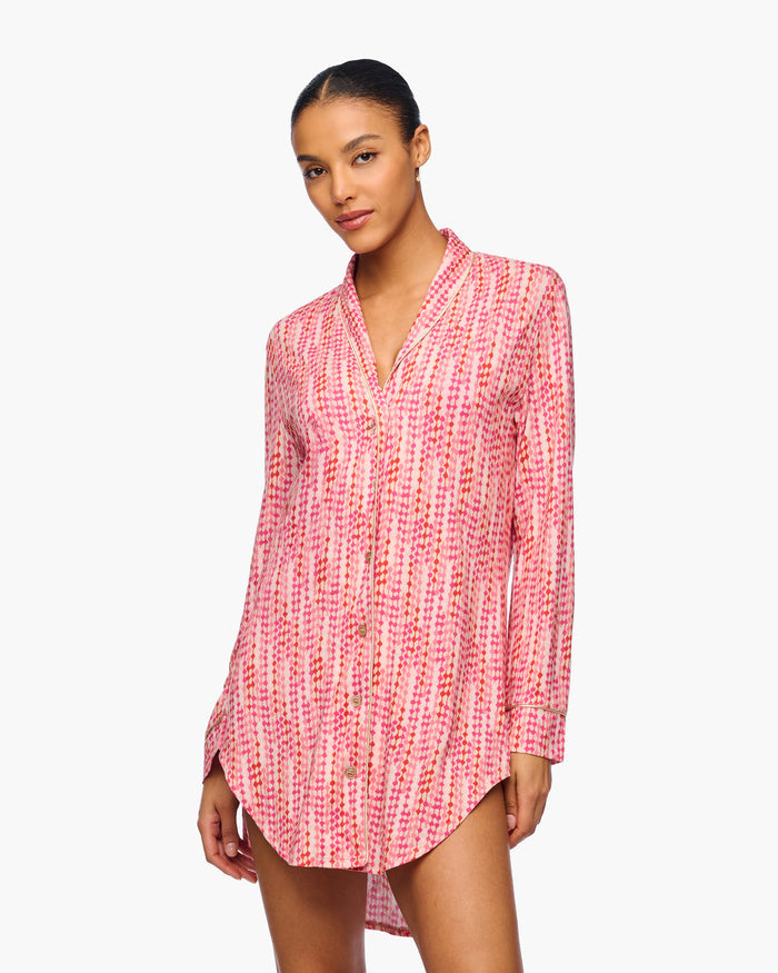 Pink Shirt - Pima Lusso Printed Printed Sleepshirt