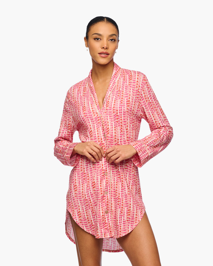 Pink Shirt - Pima Lusso Printed Printed Sleepshirt