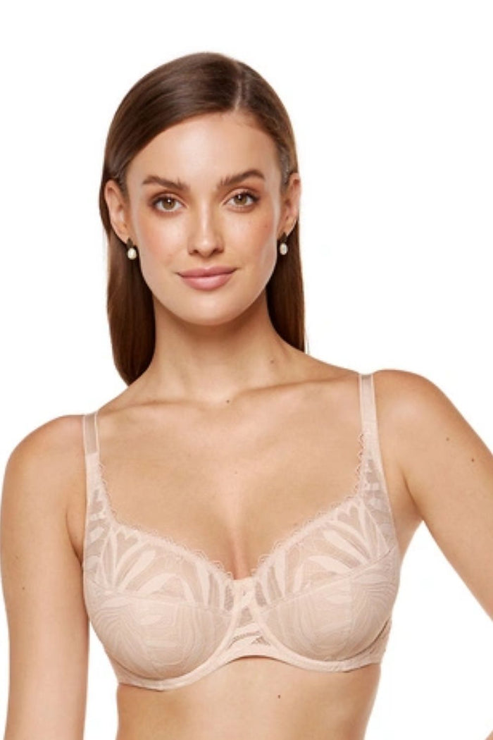 Soutien-gorge dentelle tulle semi-soft beige Eclipse - Gorteks image 1